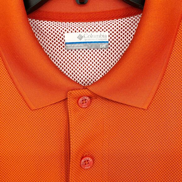 Columbia Mens Polo Shirt Large Orange Performance Fishing Gear Short Sleeve PFG - Picture 4 of 8